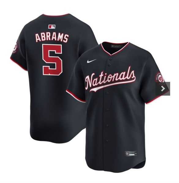 Mens Washington Nationals #5 CJ Abrams Navy 2024 Alternate Limited Stitched Baseball Jersey Dzhi